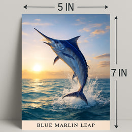 Blue Marlin Leap Poster PosterGoat