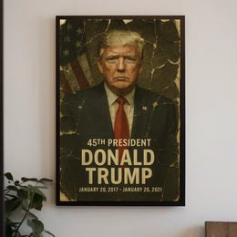 Donald Trump 45th President of the United States Damaged Photograph Poster