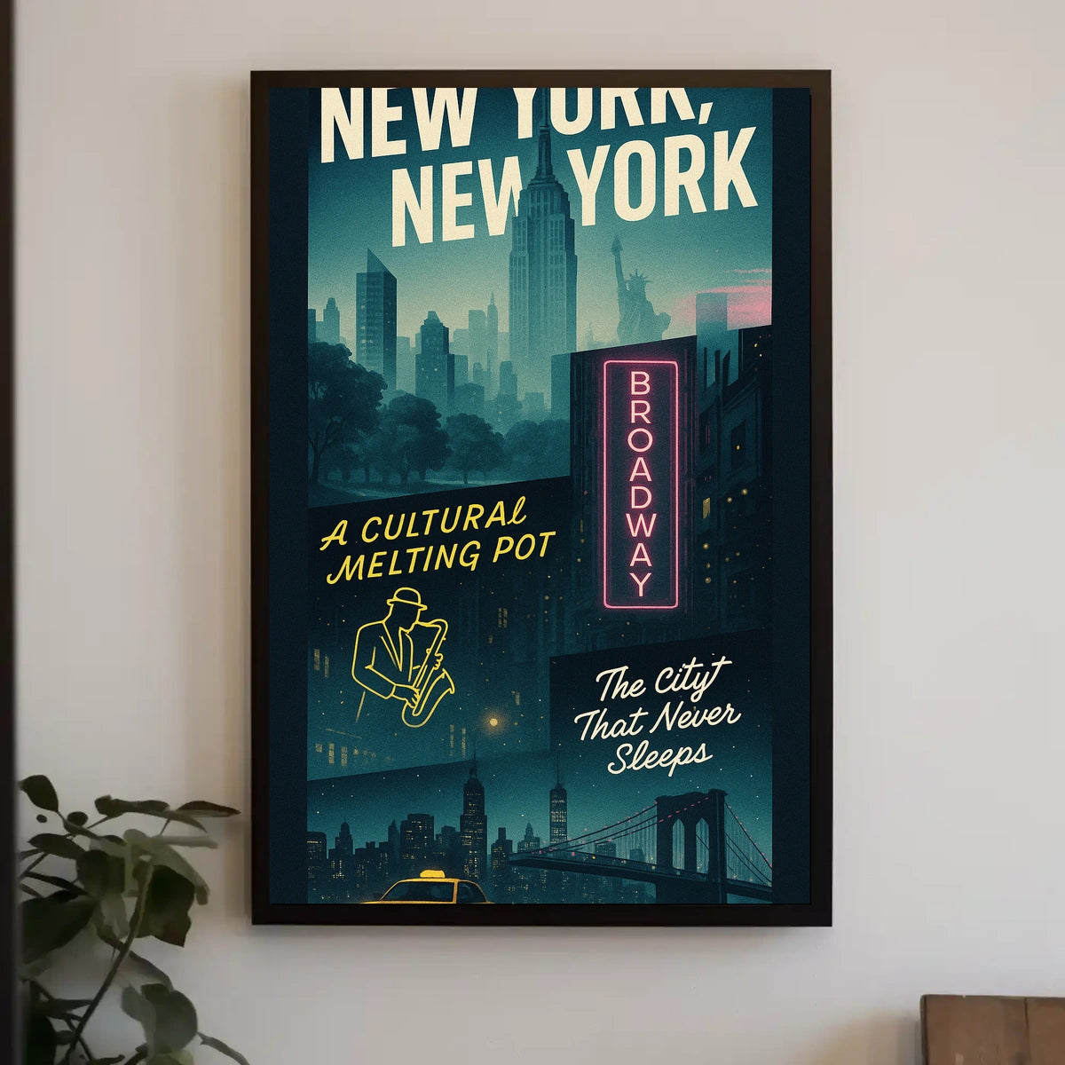 New York City Cultural Melting Pot Poster Modern Wall Art