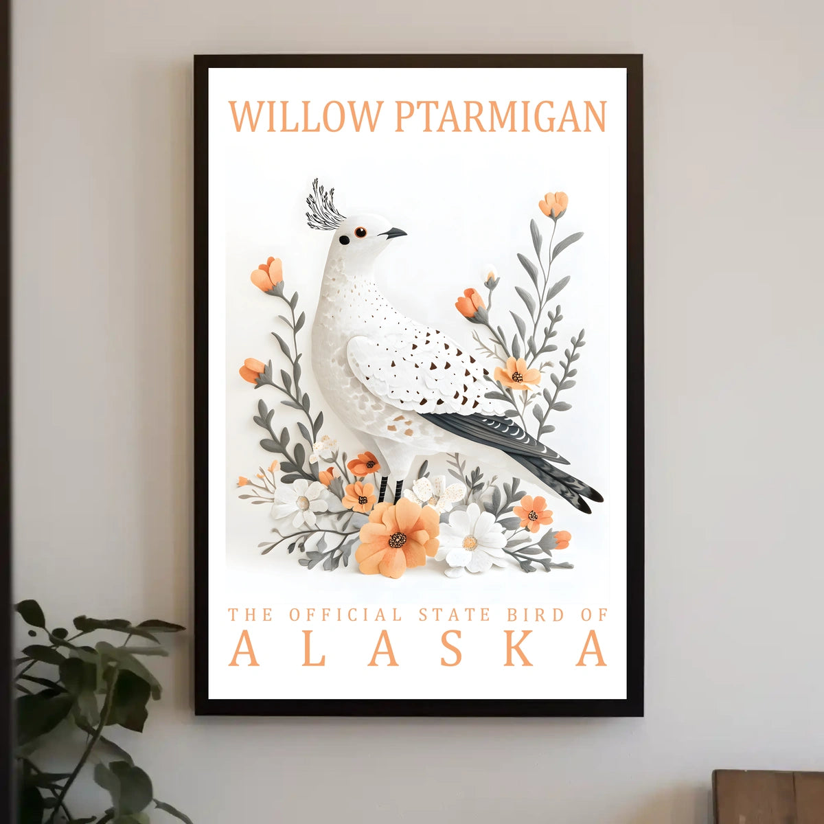 Willow Ptarmigan Alaska Nature Art Poster Print
