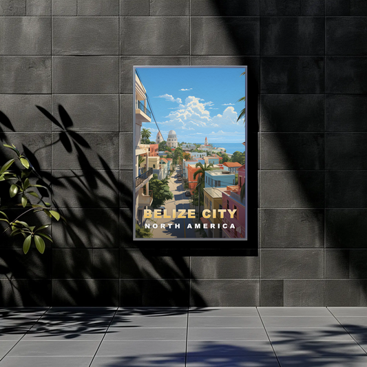 Belize City Coastal Charm Vintage Travel Poster