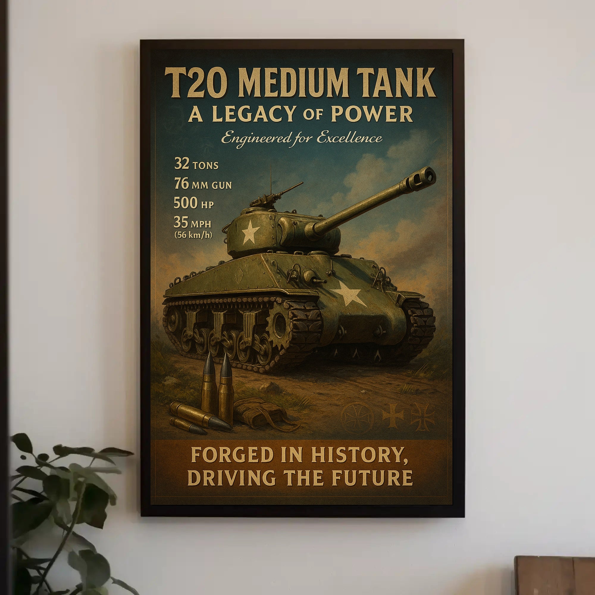T20 Medium Tank WWII Poster