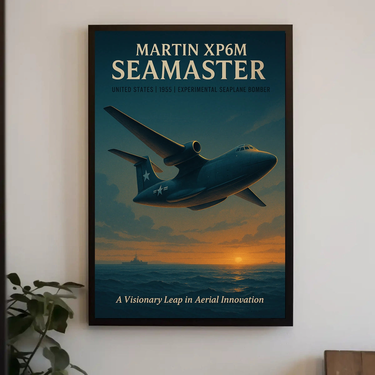 Martin XP6M Seamaster Vintage Aviation Poster Art