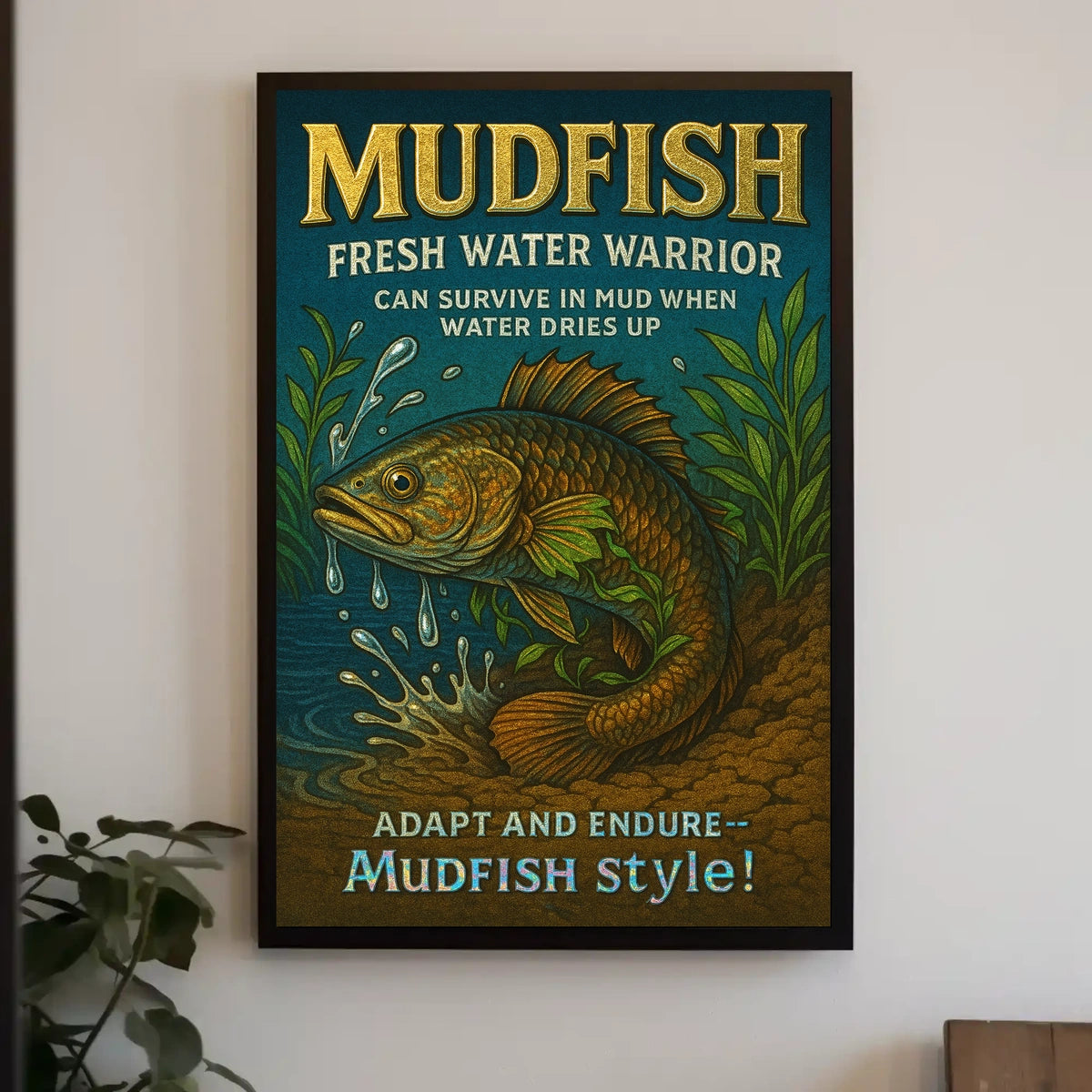 Mudfish Resilience Vintage Poster: Survival in Adversity