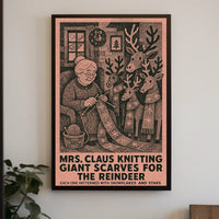 Mrs. Claus Knitting Giant Scarves Poster