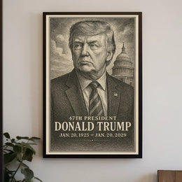 Donald Trump Era Determination Engraved Cinematic American Leader Patriotism Poster