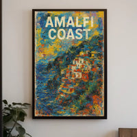 Amalfi Coast Poster Art 18x24 Coastal Wall Decor Gift