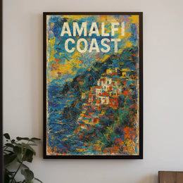 Amalfi Coast Poster Art 18x24 Coastal Wall Decor Gift