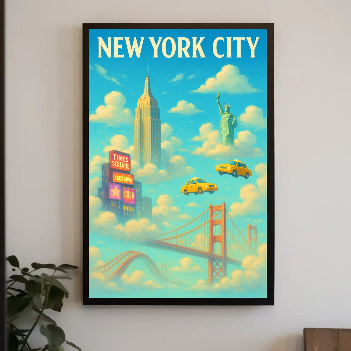 New York City Landmarks Skyline Poster Abstract Wall Art