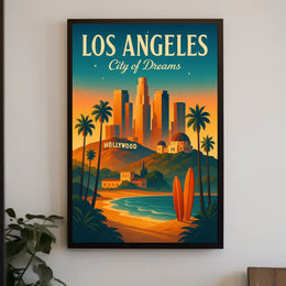 Los Angeles Dreamscape Vintage Travel Poster Art