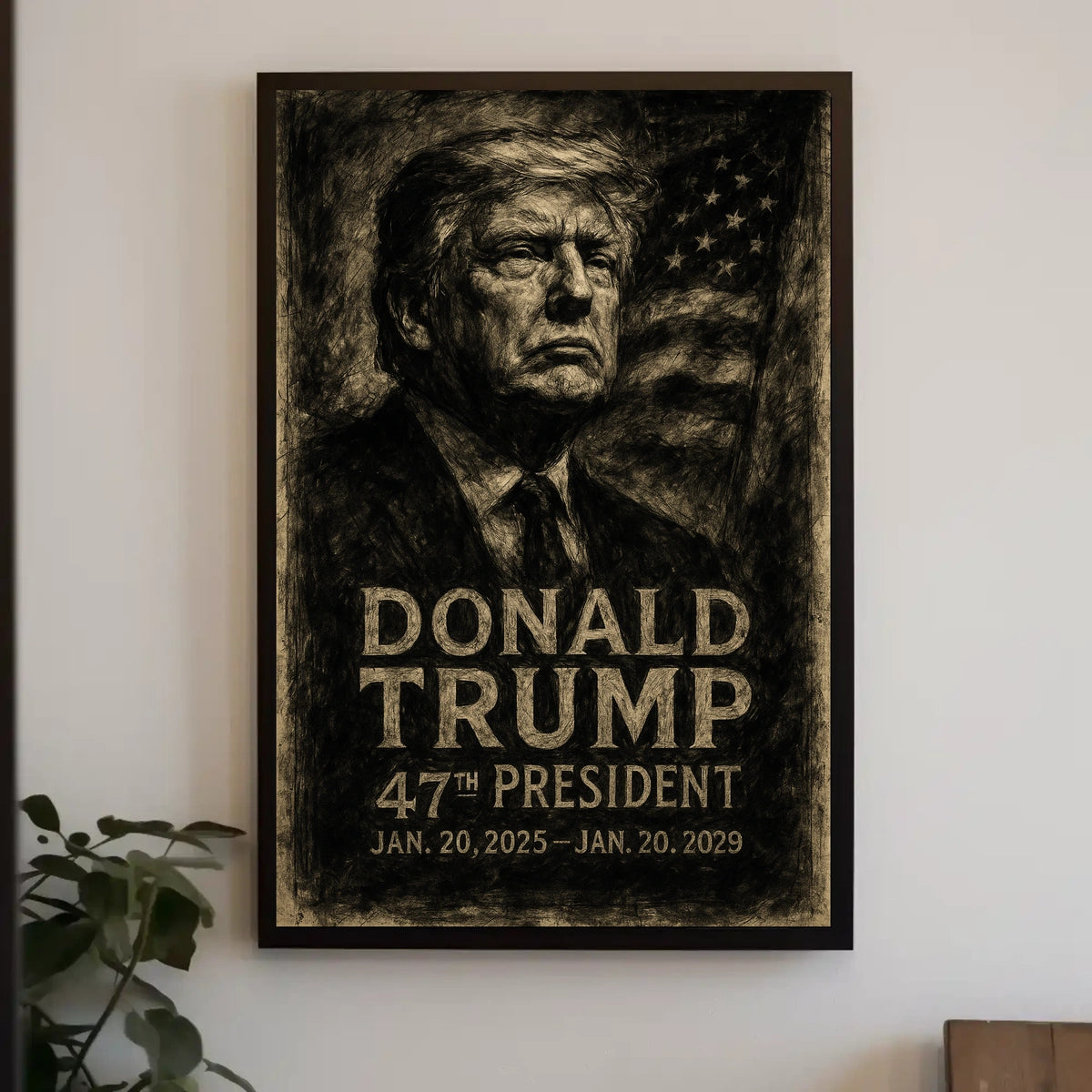 Donald Trump Charcoal Portrait: Historical or Presidential Poster