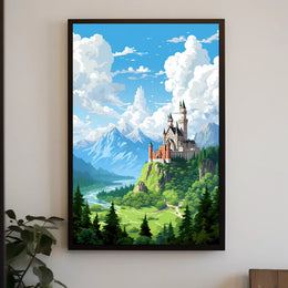 Fantasy Castle Adventure: Whimsical Landscape Art Print