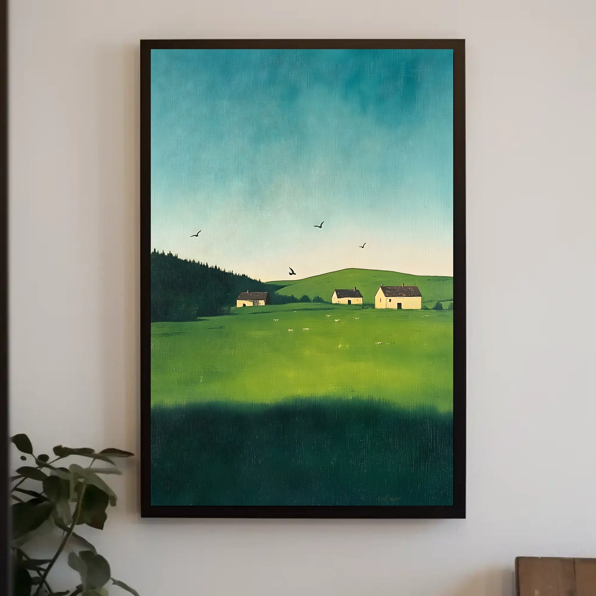 Serene Countryside Landscape Poster Minimalist Wall Art