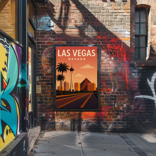 Las Vegas Nevada Skyline Stratosphere Sunset View Poster