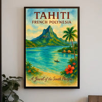 Tahiti Vintage Paradise Poster: Tropical Island Art Print