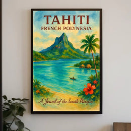 Tahiti Vintage Paradise Poster: Tropical Island Art Print