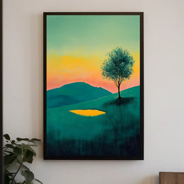 Tranquil Landscape Sunset Poster Serene Wall Art