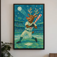Reindeer At Bat Poster