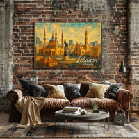 Lebanon Architectural Splendor Mediterranean Cityscape Heritage Photography Realism Art Nouveau Poster