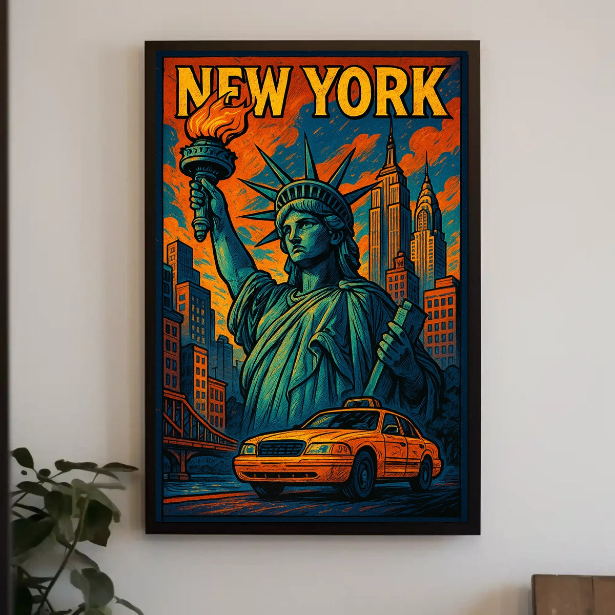 New York Vibes Poster Cityscape Wall Art Print 18x24