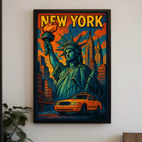 New York Vibes Poster Cityscape Wall Art Print 18x24