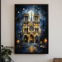 Gothic Splendor Notre-Dame At Night Poster