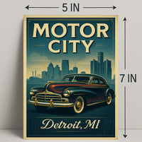 Motor City Detroit Vintage Poster Art Print PosterGoat