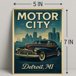Motor City Detroit Vintage Poster Art Print PosterGoat
