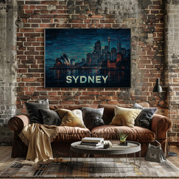 Sydney Skyline at Night Poster