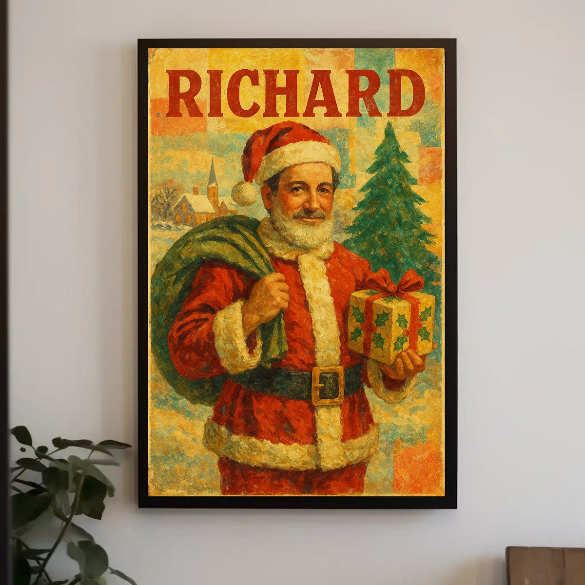 Vintage Santa Holiday Cheer Vintage-style Holiday Poster