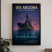 USS Arizona WWII Tribute: Valor Amidst Sunset - WWII Poster