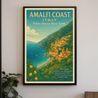 Amalfi Coast Travel Vintage Style Poster