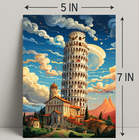 The Leaning Tower Of Pisa Artistic Poster PosterGoat