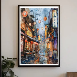 Lantern-Lit Alleyway Poster