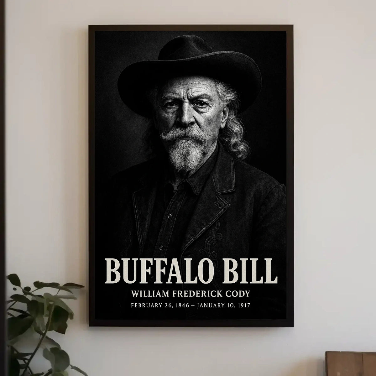 Buffalo Bill Monochrome Portrait Cultural or Heritage Poster