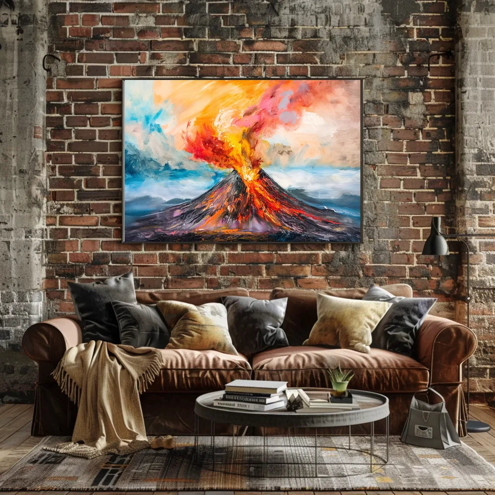Volcanic Eruption Abstract Art Poster: Nature's Fury