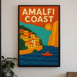 Amalfi Coast Poster Wall Art Scenic Travel Print Collectible