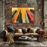 Urban Skyline Pop Art Poster: Vibrant Cityscape
