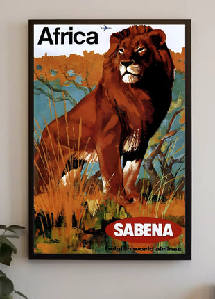 Africa Wildlife Travel Adventure Sabena Airlines Poster