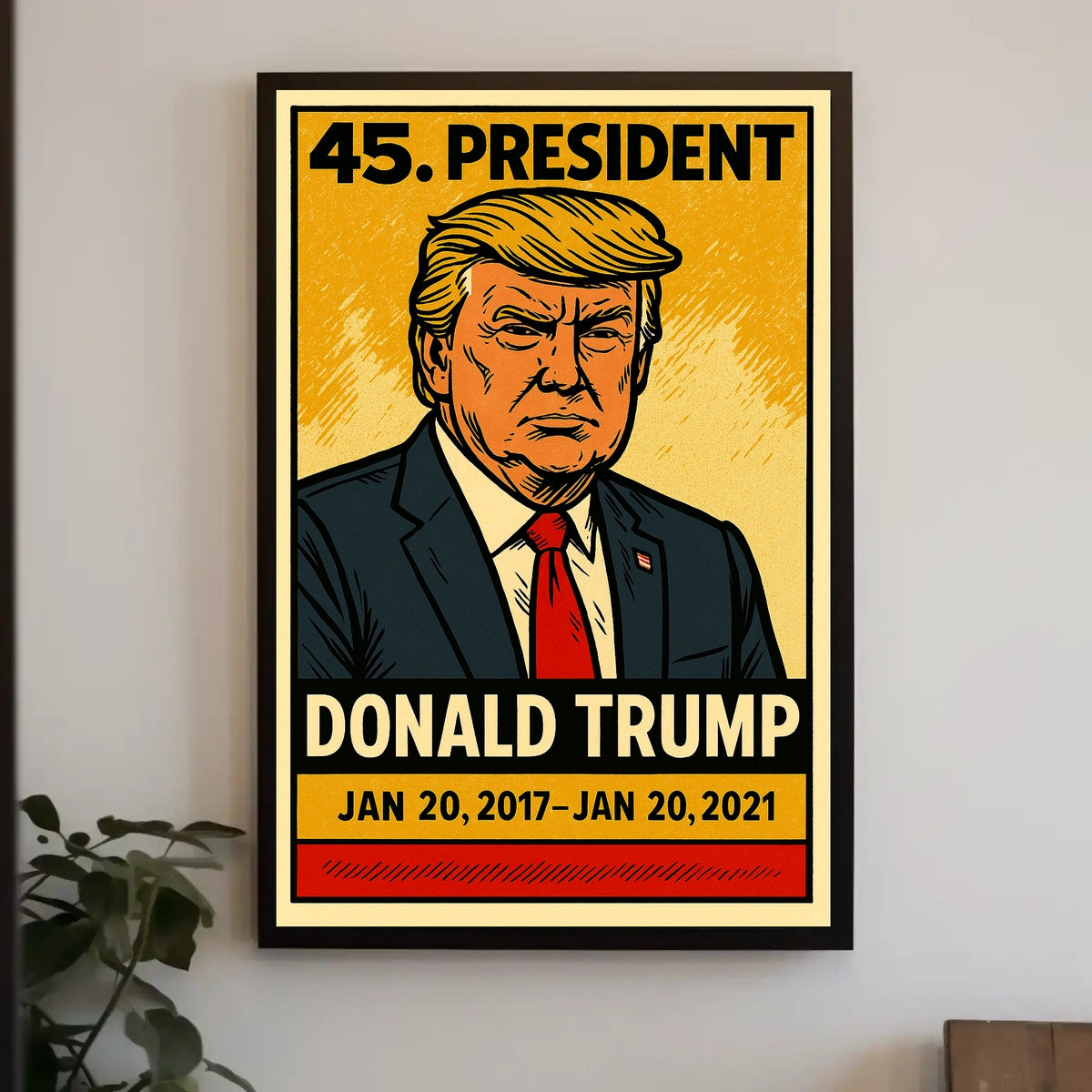 Donald Trump 45th President of the United States Inked Comic Style Poster