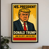 Donald Trump 45th President of the United States Inked Comic Style Poster