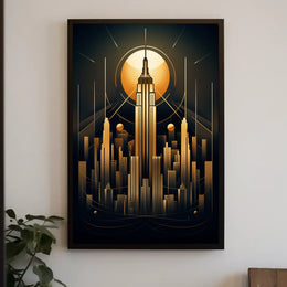 Empire State Art Deco New York Travel Poster