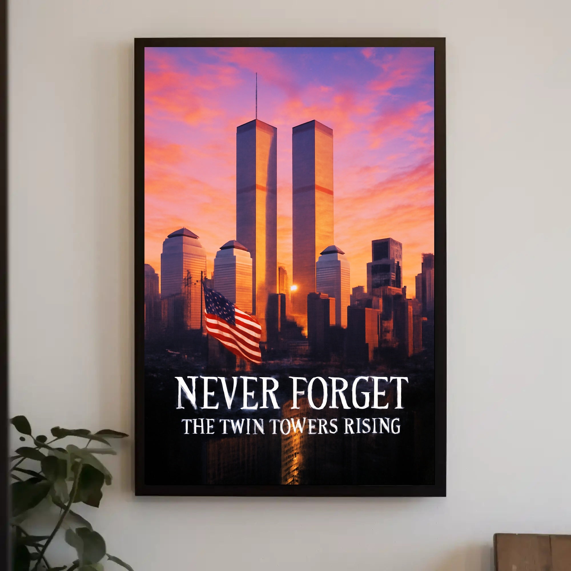 Never Forget The Twin Towers Rising Poster PosterGoat