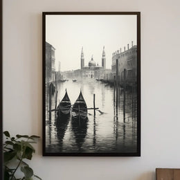 Venice Gondolas Monochrome Scene Urban or Cityscape Poster