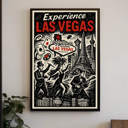 Experience Las Vegas Poster Neon Glow Wall Decor