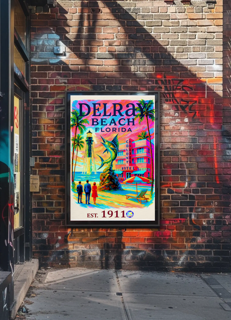 Delray Beach Florida Colony Hotel Lighthouse Travel Poster