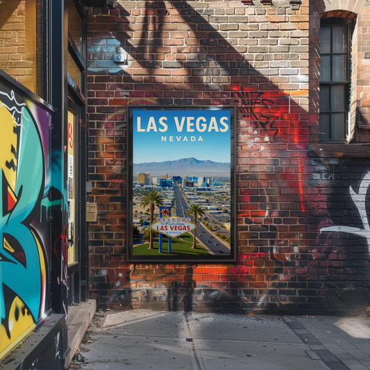 Daytime Las Vegas Nevada Welcome Sign View Poster