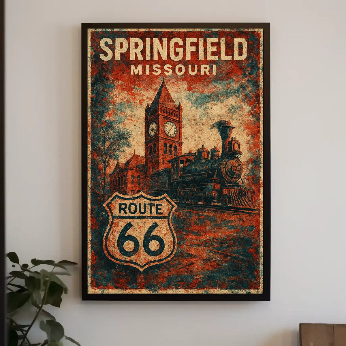 Route 66 Springfield Missouri Vintage Travel Poster