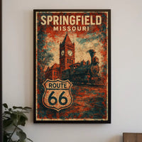 Route 66 Springfield Missouri Vintage Travel Poster