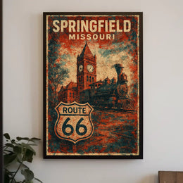 Route 66 Springfield Missouri Vintage Travel Poster